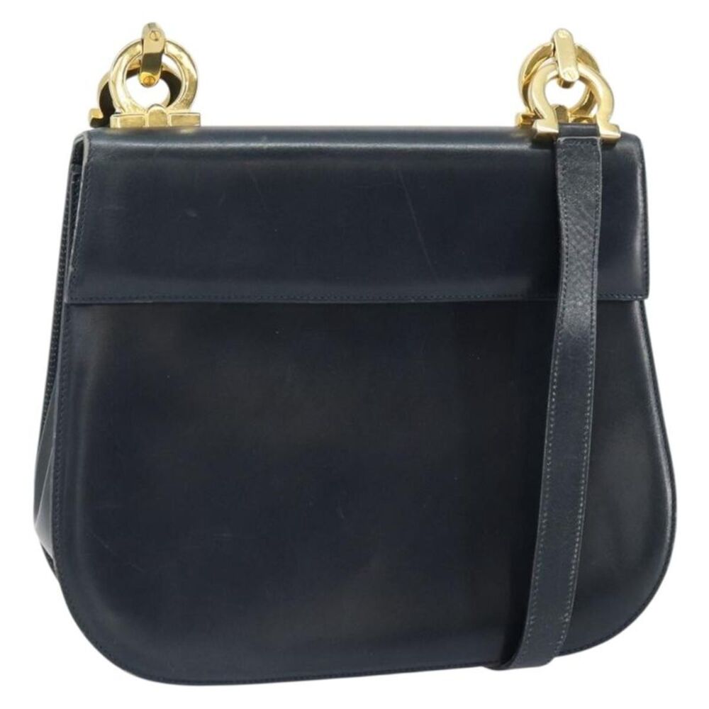 Salvatore Ferragamo Gancini Leather Navy Leather Shoulder Bag Bag